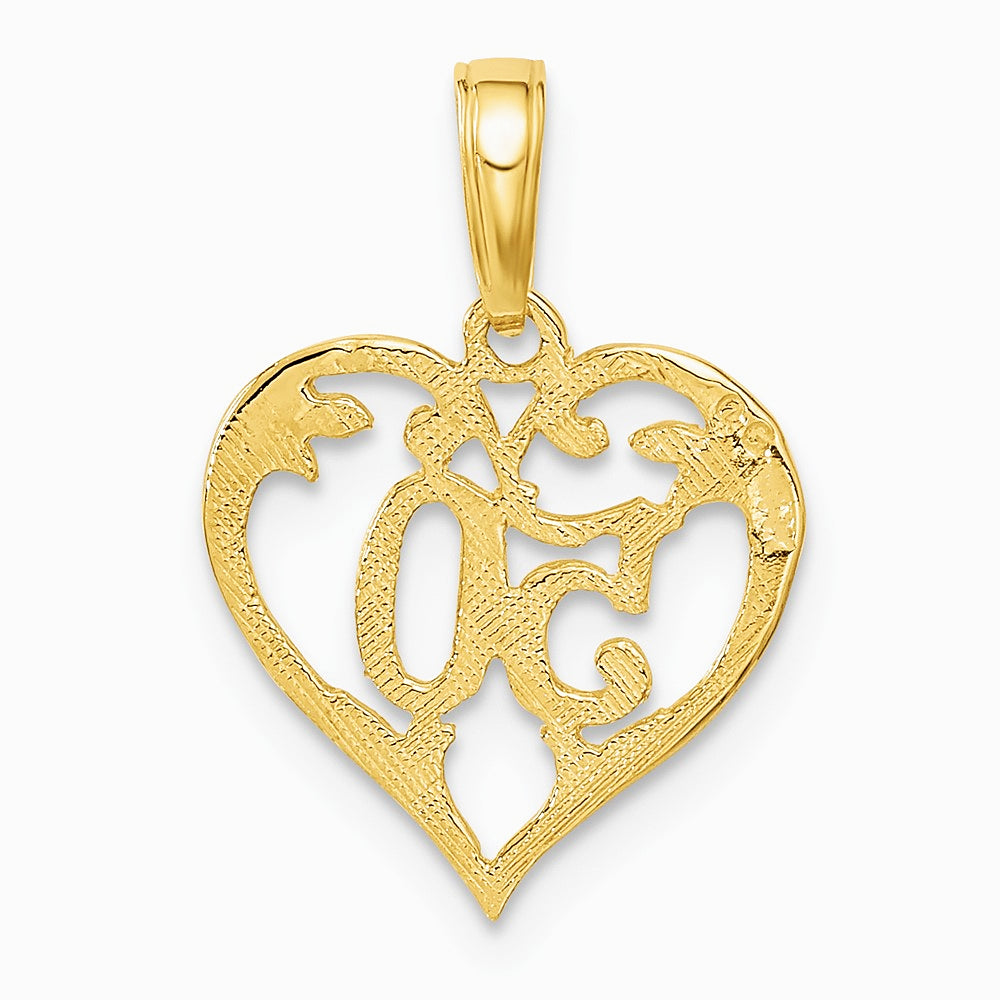 10K / 14K Yellow Gold 50 in Heart Cut-out Pendant - Product Photo