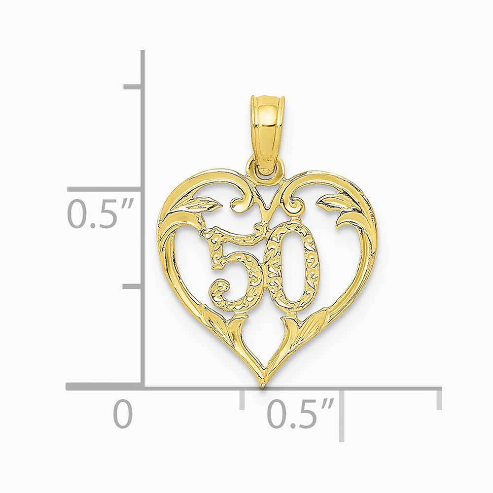 10K / 14K Yellow Gold 50 in Heart Cut-out Pendant - Product Photo