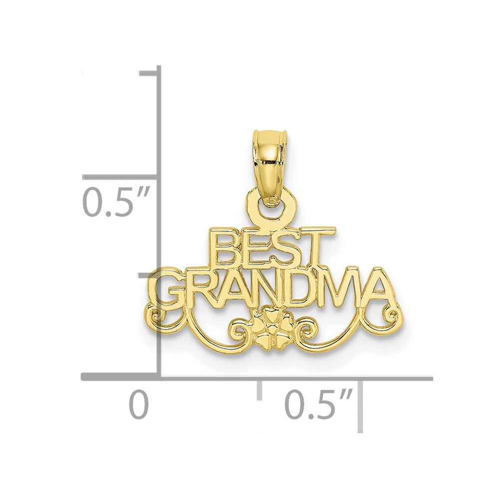 10K BEST GRANDMA With Flower Pendant - Product Photo