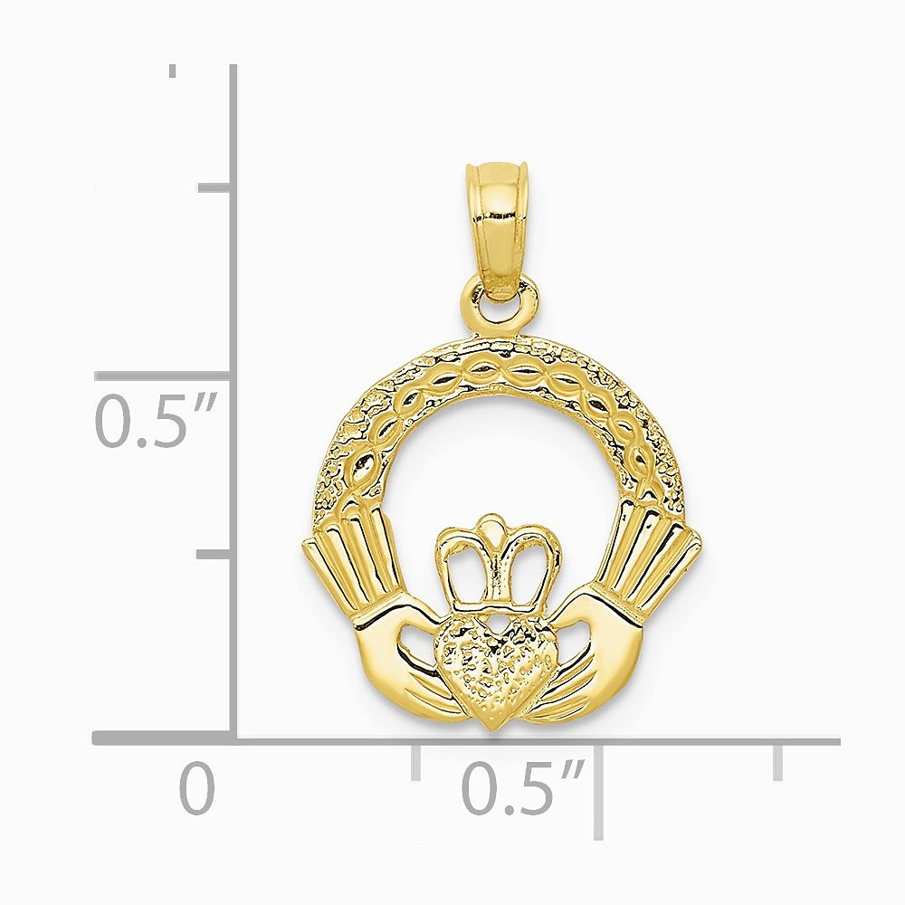 10K / 14K Yellow Gold Claddagh Charm - Product Photo