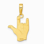 10K / 14K Yellow Gold I Love You Hand/ Sign Language Pendant - Product Photo