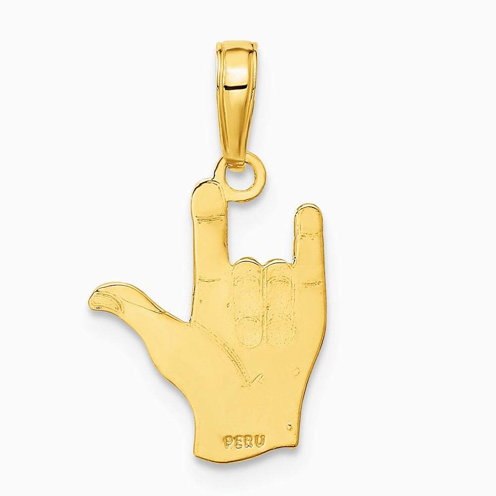 10K / 14K Yellow Gold I Love You Hand/ Sign Language Pendant - Product Photo