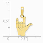10K / 14K Yellow Gold I Love You Hand/ Sign Language Pendant - Product Photo