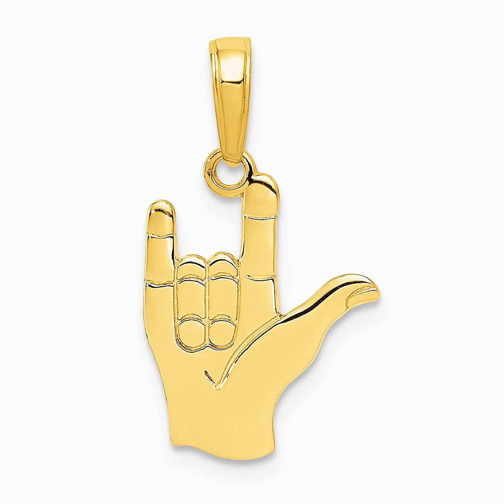 10K / 14K Yellow Gold I Love You Hand/ Sign Language Pendant
