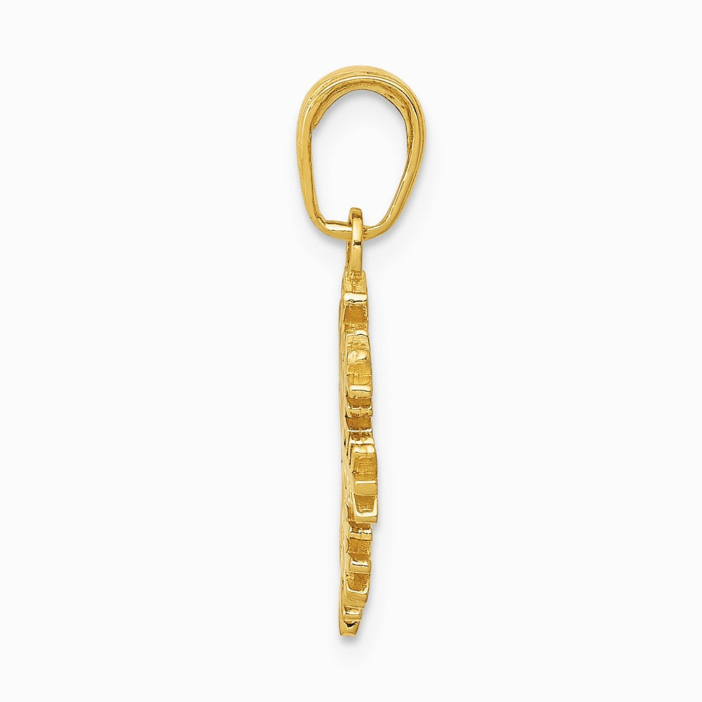 10K / 14K Yellow Gold Snowflake Pendant - Product Photo
