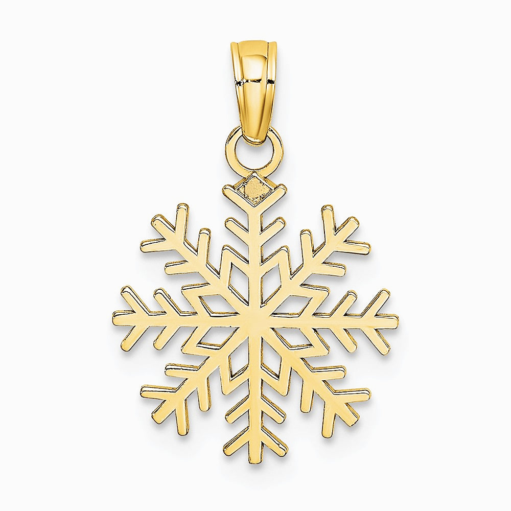 10K / 14K Yellow Gold Snowflake Pendant - Product Photo