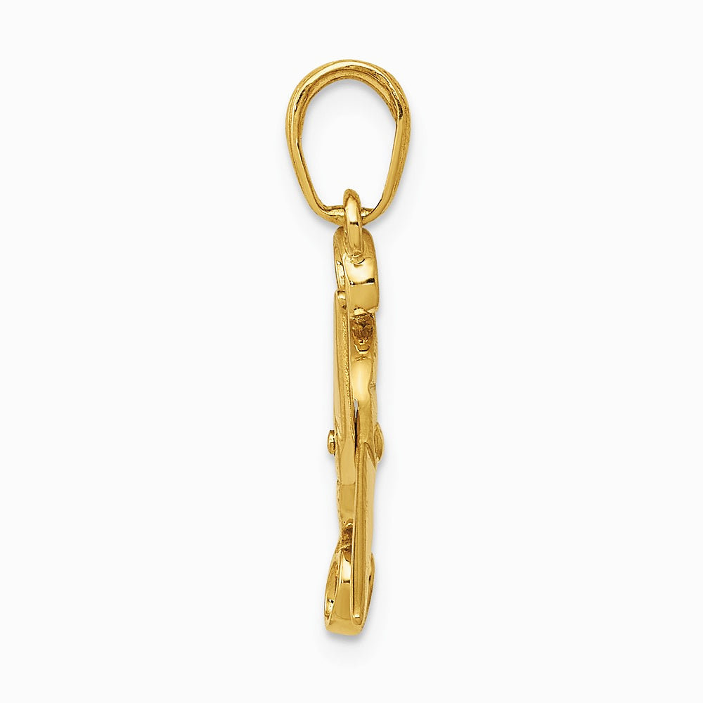 10K / 14K Yellow Gold 3-D Moveable Scissors Pendant - Product Photo