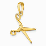 10K / 14K Yellow Gold 3-D Moveable Scissors Pendant - Product Photo