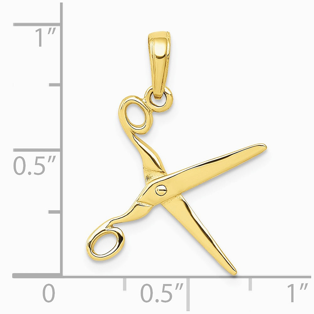 10K / 14K Yellow Gold 3-D Moveable Scissors Pendant - Product Photo
