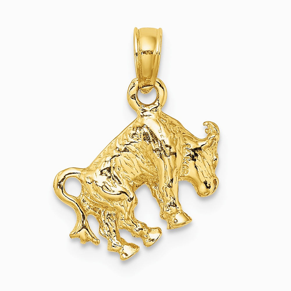 10K / 14K Yellow Gold 3-D Taurus Zodiac Pendant - Product Photo