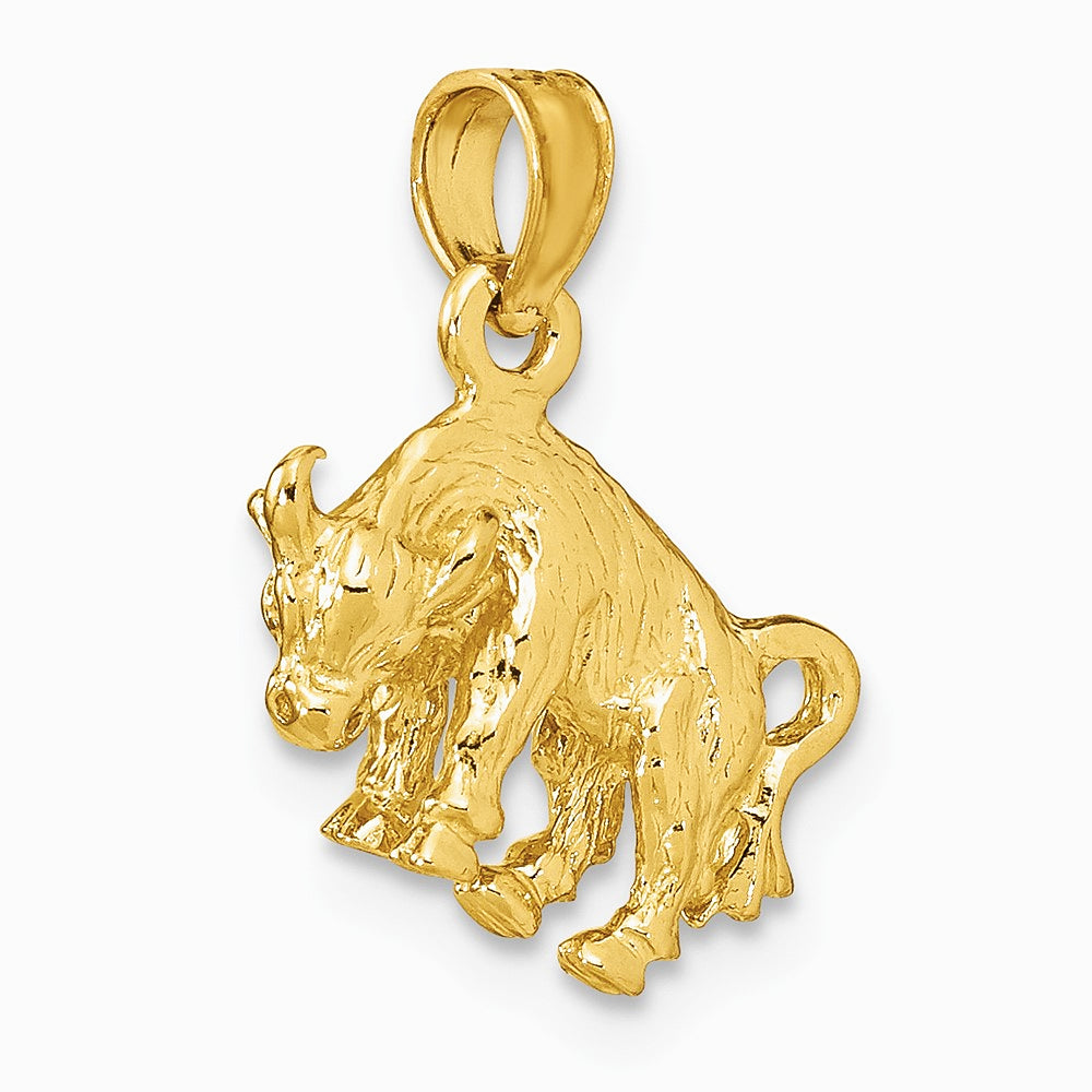 10K / 14K Yellow Gold 3-D Taurus Zodiac Pendant - Product Photo