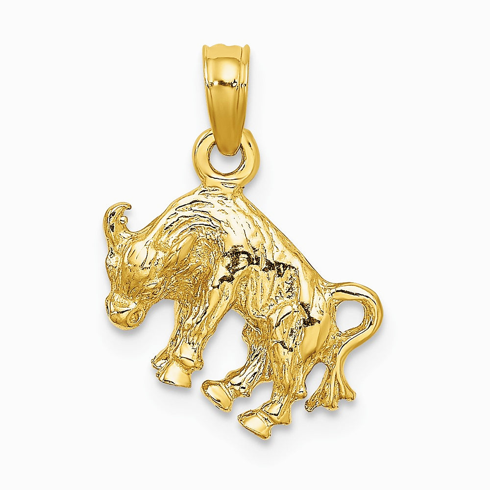 10K / 14K Yellow Gold 3-D Taurus Zodiac Pendant