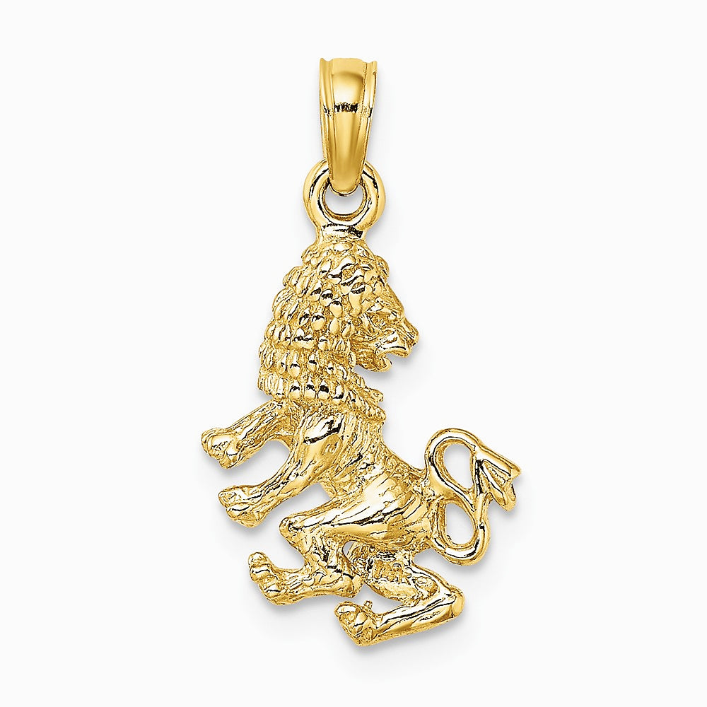 10K / 14K Yellow Gold 3-D Leo Zodiac Pendant - Product Photo