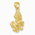 10K / 14K Yellow Gold 3-D Leo Zodiac Pendant - Product Photo