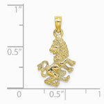 10K / 14K Yellow Gold 3-D Leo Zodiac Pendant - Product Photo