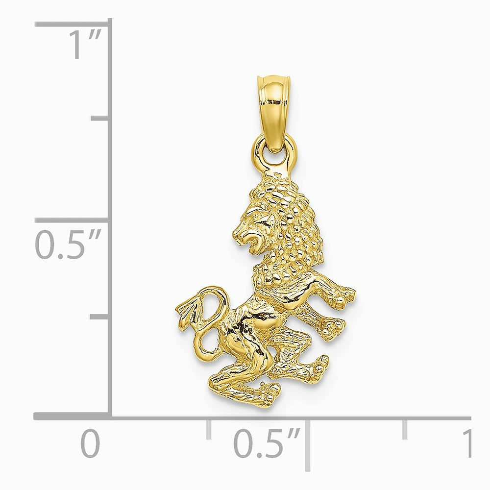 10K / 14K Yellow Gold 3-D Leo Zodiac Pendant - Product Photo