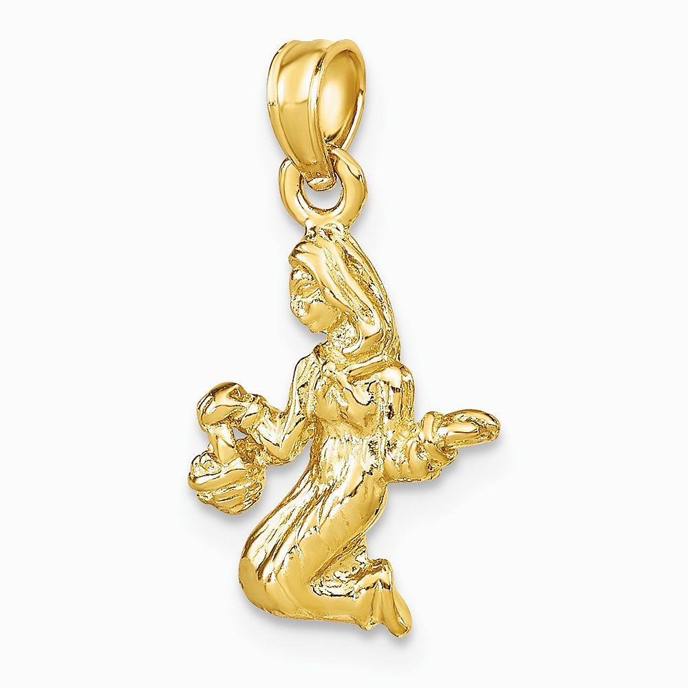 10K / 14K Yellow Gold 3-D Virgo Zodiac Pendant - Product Photo