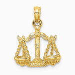 10K / 14K Yellow Gold 3-D Libra Zodiac Pendant - Product Photo