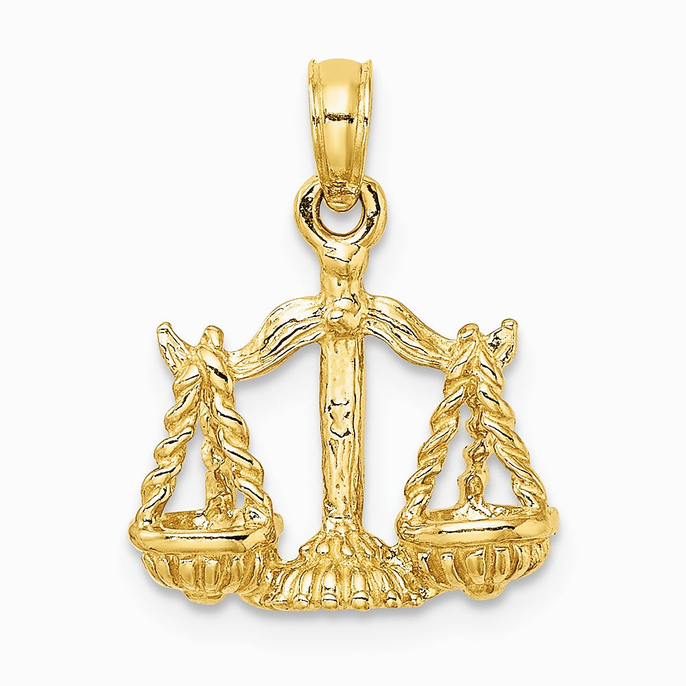10K / 14K Yellow Gold 3-D Libra Zodiac Pendant - Product Photo