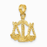 10K / 14K Yellow Gold 3-D Libra Zodiac Pendant - Product Photo