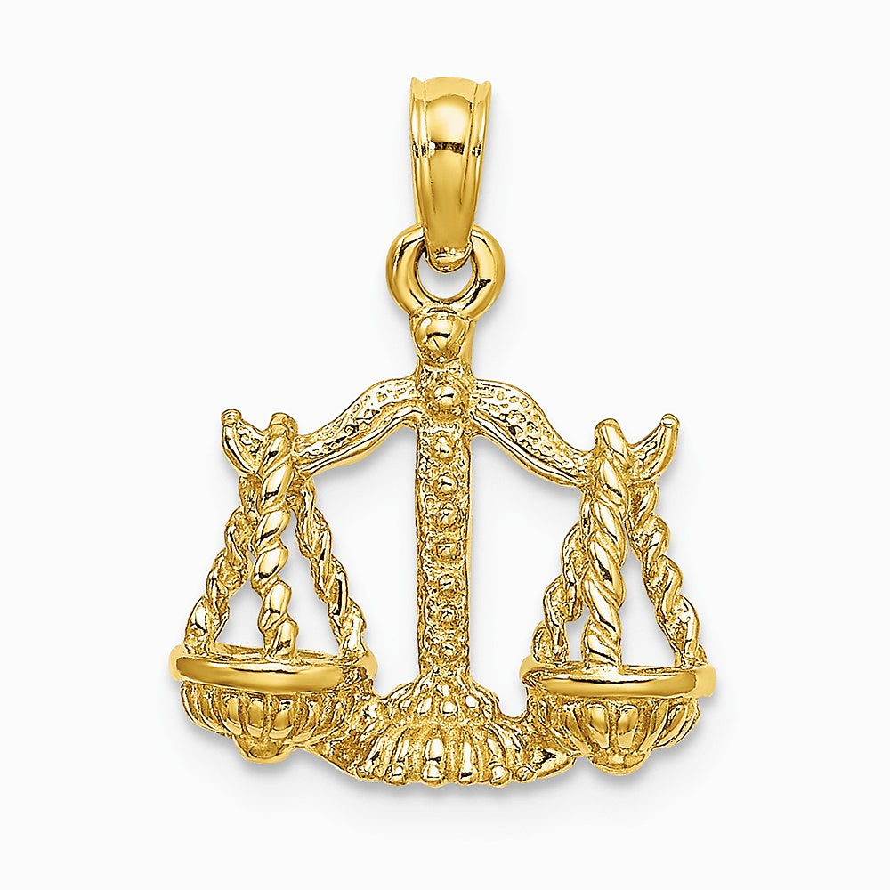 10K / 14K Yellow Gold 3-D Libra Zodiac Pendant - Product Photo