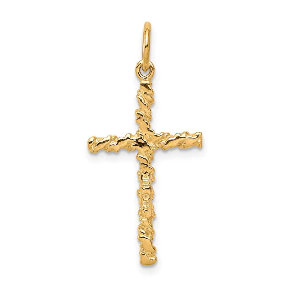 10K Yellow Gold Nugget Cross Charm - Product Photo