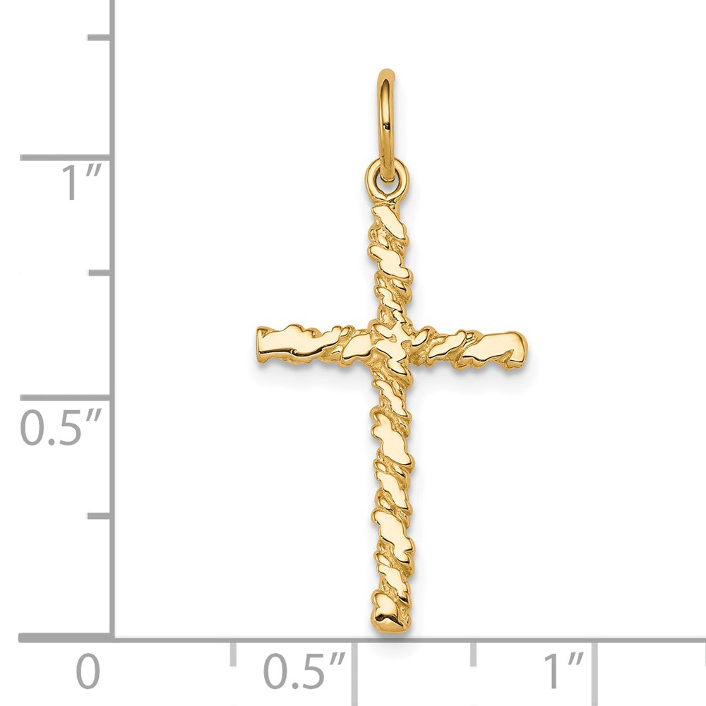 10K Yellow Gold Nugget Cross Charm - Product Photo