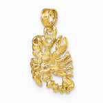 10K / 14K Yellow Gold 3-D Scorpio Zodiac Pendant - Product Photo