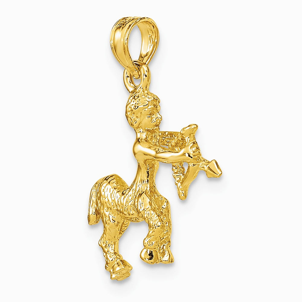 10K / 14K Yellow Gold 3-D Sagittarius Zodiac Pendant - Product Photo
