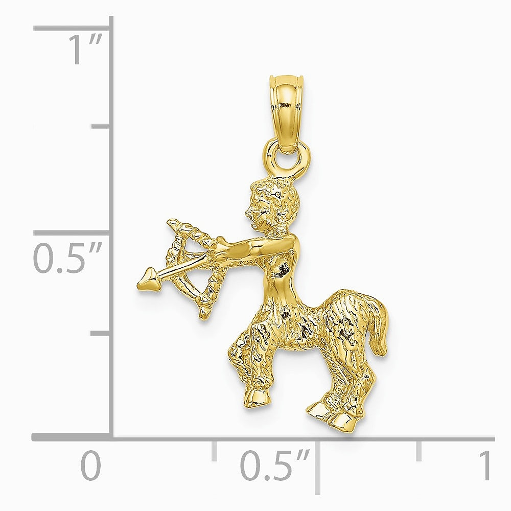 10K / 14K Yellow Gold 3-D Sagittarius Zodiac Pendant - Product Photo