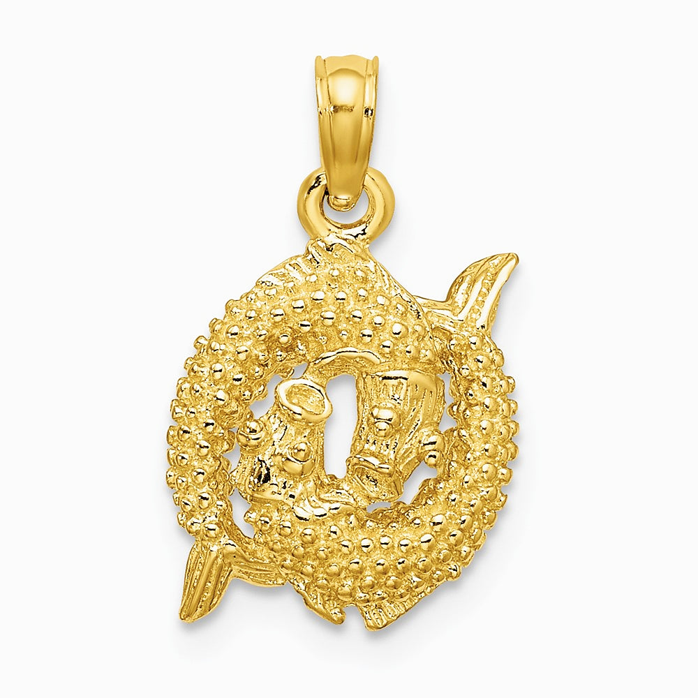 10K / 14K Yellow Gold 3-D Pisces Zodiac Pendant
