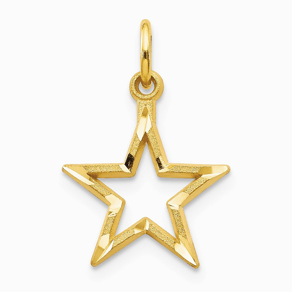 10K Yellow Gold Diamond-Cut Flat Back Star Charm - Product Photo