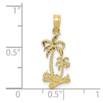 10K / 14K Yellow Gold Double Palm Trees Pendant - Product Photo