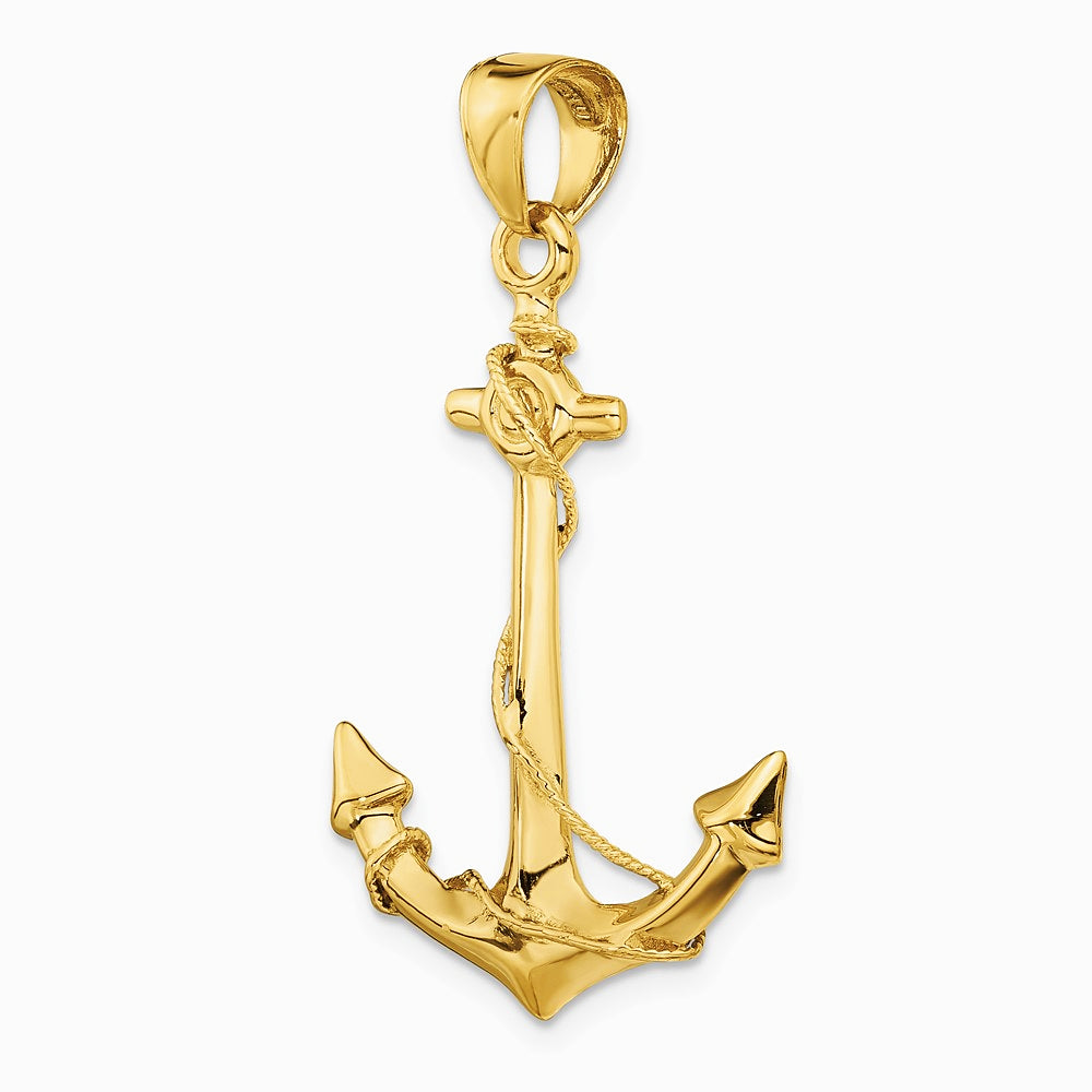 10K / 14K Yellow Gold 3-D Anchor with Rope Pendant - Product Photo