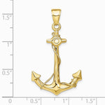 10K / 14K Yellow Gold 3-D Anchor with Rope Pendant - Product Photo