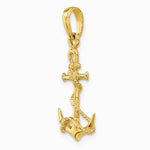 10K / 14K Yellow Gold 3-D Anchor with Shackle and Entwined Rope Pendant - Product Photo