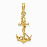 10K / 14K Yellow Gold 3-D Anchor with Shackle and Entwined Rope Pendant - Product Photo