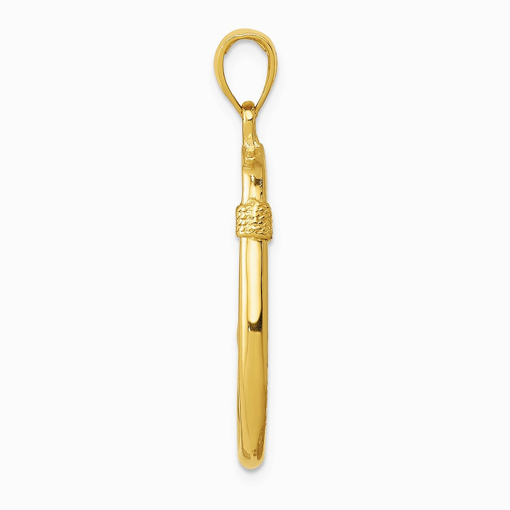 10K / 14K Yellow Gold 3D Fish Hook Pendant - Product Photo