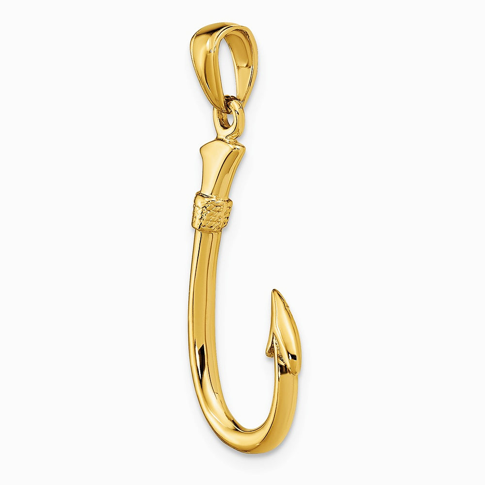 10K / 14K Yellow Gold 3D Fish Hook Pendant - Product Photo