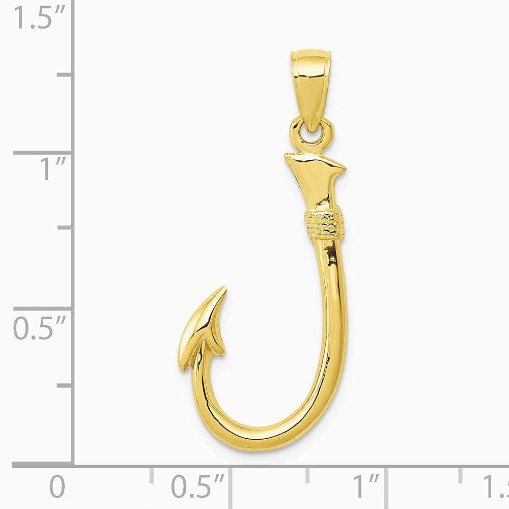 10K / 14K Yellow Gold 3D Fish Hook Pendant - Product Photo