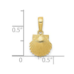 10K / 14K Yellow Gold Scallop Shell Pendant - Product Photo