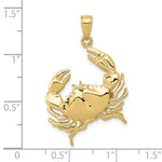10k Stone Crab with Claw Extended Pendant - Product Photo