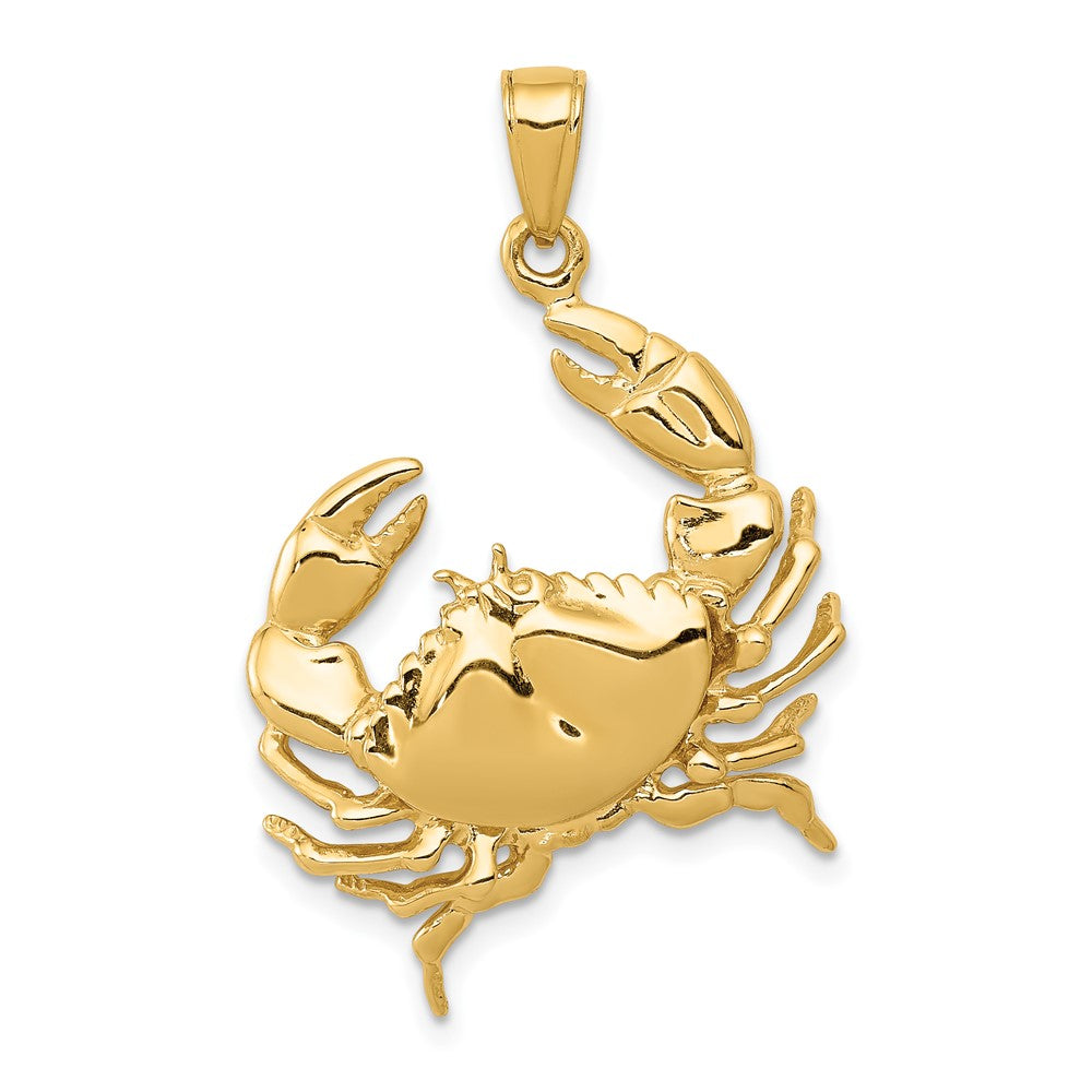 10k Stone Crab with Claw Extended Pendant - Product Photo