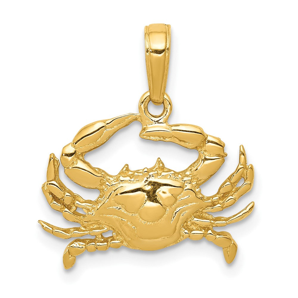 10K / 14K Yellow Gold Blue Crab Pendant