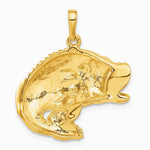 10K / 14K Yellow Gold Bass Fish Jumping Pendant - Product Photo