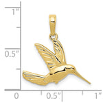 10K / 14K Yellow Gold Hummingbird in Flight Pendant - Product Photo