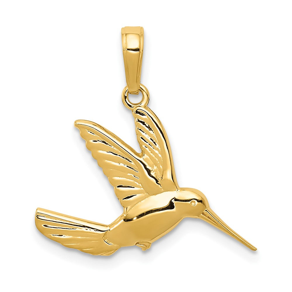 10K / 14K Yellow Gold Hummingbird in Flight Pendant - Product Photo