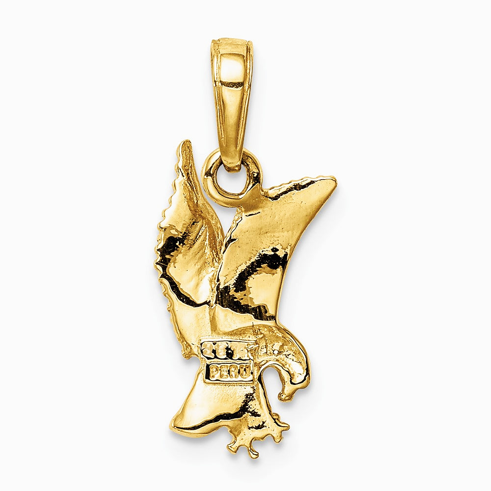 10K / 14K Yellow Gold Eagle Landing Pendant - Product Photo