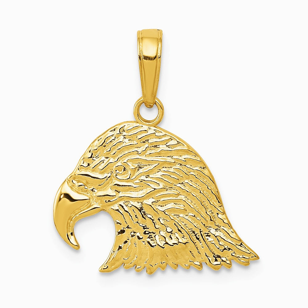 10K / 14K Yellow Gold Eagle Head Pendant - Product Photo