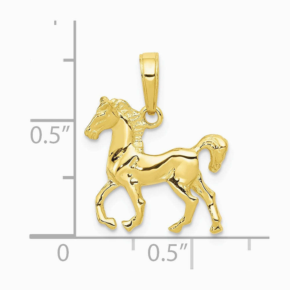 10K / 14K Yellow Gold Standing Horse Pendant - Product Photo
